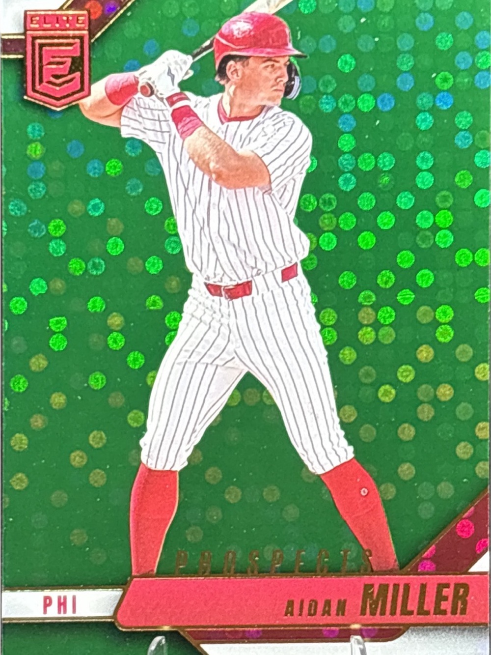 Panini Elite Green Holo Aidan Miller Baseball Prospects Card